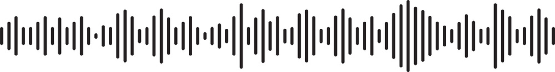 Voice message equalizer. Voice sound line with broken lines isolated on white background. Vortex, sonar wave, soundwave, sunburst, signal signs. Vector graphic illustration