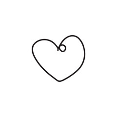 black outline handrawn hear or love icon isolated on white background
