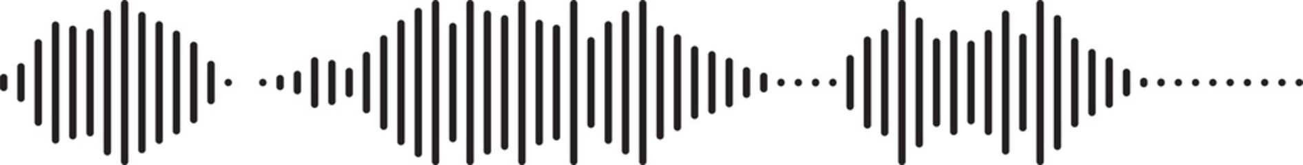 Voice message equalizer. Voice sound line with broken lines isolated on white background. Vortex,...
