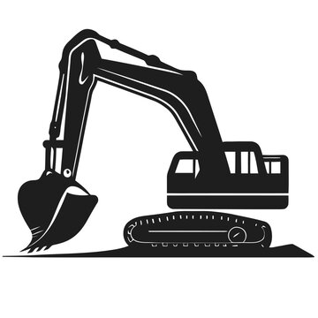 black excavator silhouette digging ground clip art preview