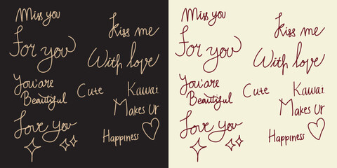 set of handrawn word isolated on background