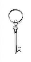 Key Ring Design. Blank Metal Keyring with Label on White Background