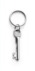 Key Ring - Blank Metal Ring with Label on White Background for Home Security