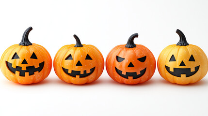 Halloween pumpkins on white background