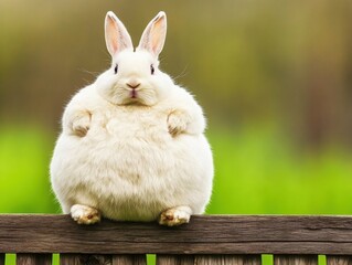 Obraz premium Overweight Rabbit Enjoying Unhealthy Treats
