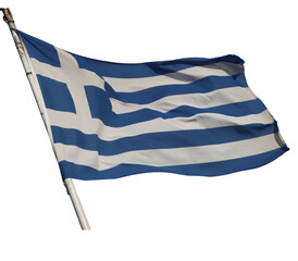 Obraz premium Greek flag waving in the wind on transparent background