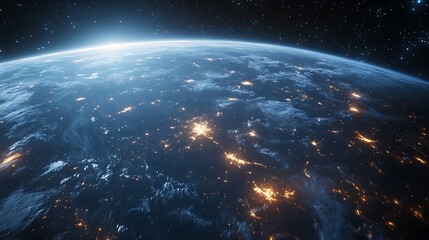 Obraz premium Stunning Earth scenery captured from space with radiant sunrise glow