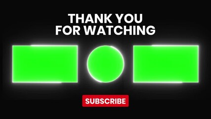 Animated green screen outro with "Thank You for Watching" and "Subscribe" button. Ideal for YouTube, social media, and video editing.