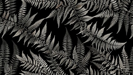 Detailed vintage botanical sketch of fern leaves, drawn in black and white with intricate shading, capturing the elegance of nature in a traditional art style.