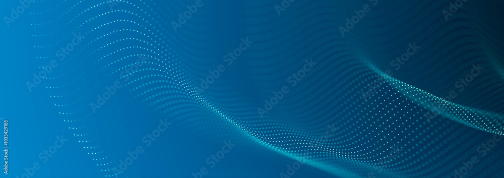 Poster futuristic wave with points and lines. big data. dynamic wave background. 3d rendering