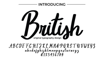 British Font Stylish brush painted an uppercase vector letters, alphabet, typeface