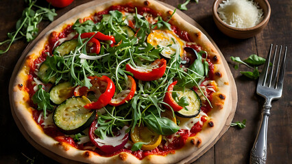Vegetarian Pizza Topped with Artichokes, Sun-Dried Tomatoes, and Feta