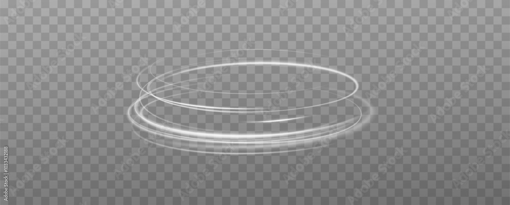 Poster Abstract luxury white light rings with trace effect.Light frame.Vector.Magic portal. swirling white lines light.Vector