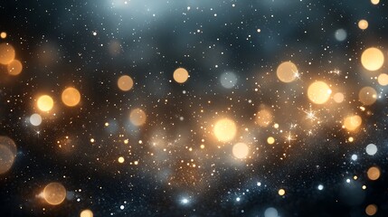 Fototapeta premium A mesmerizing background featuring shimmering golden and blue bokeh lights, evoking a sense of wonder and magic.