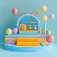 3D Abstract Colorful Geometric Shapes Background