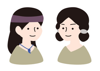 弥生時代の男性と女性のイラスト