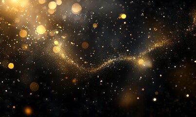 Fototapeta premium A mesmerizing swirl of golden particles against a dark background, creating a sense of magic and mystery.