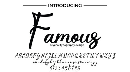 Famous Font Stylish brush painted an uppercase vector letters, alphabet, typeface