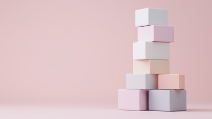 Stacked gift boxes in soft hues on a clean background, perfect for adding your custom text above.