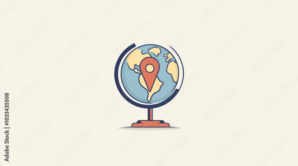 Poster a simple globe highlights one destination with a pin, emphasizing the excitement of discovering new 
