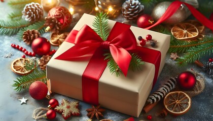 Christmas Gift with Golden Bow 2