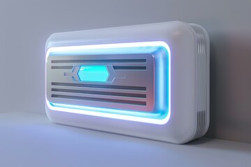 Obraz premium Futuristic device glowing with blue light, showcasing advanced technology and innovation