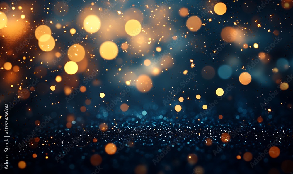 Poster A mesmerizing background filled with soft, glowing bokeh lights on a dark backdrop, creating a dreamy, festive atmosphere.