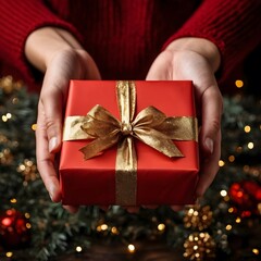 Christmas Gift with Golden Bow