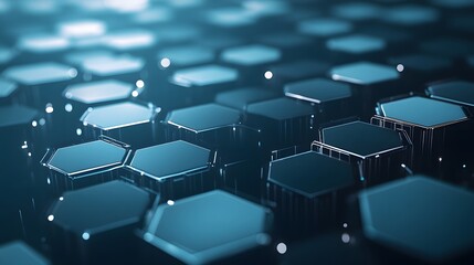 Obraz premium Abstract Blue Hexagonal Pattern with Glowing Edges