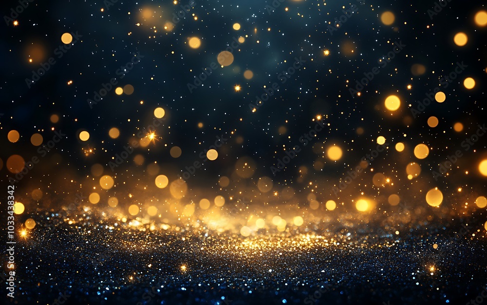 Aufkleber a stunning display of shimmering golden and blue bokeh lights creating a magical, ethereal atmospher