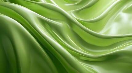 Obraz premium Vibrant green silk waves swirling gently on abstract fabric background