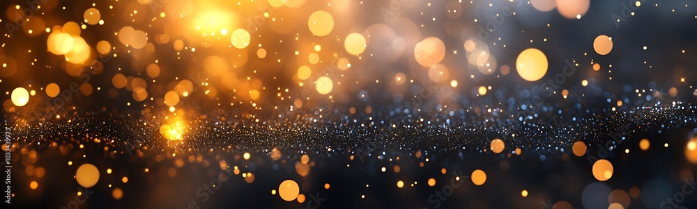 Aufkleber A vibrant display of shimmering lights and bokeh effects, creating a magical atmosphere with golden and blue hues.