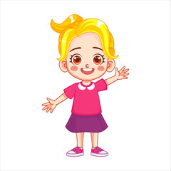 Cute little girl cartoon style vector
