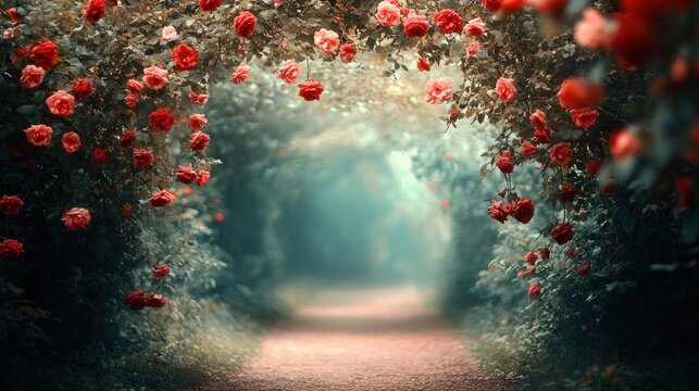 A Path Through a Rose-Covered Archway