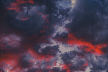 colorful and dramatic sunset clouds