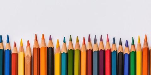 A collection of vibrant pencils on a white background.
