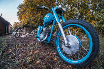 Old classic motorcycle for the road