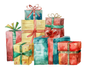A collection of colorful, wrapped gift boxes, perfect for celebrations and holidays.