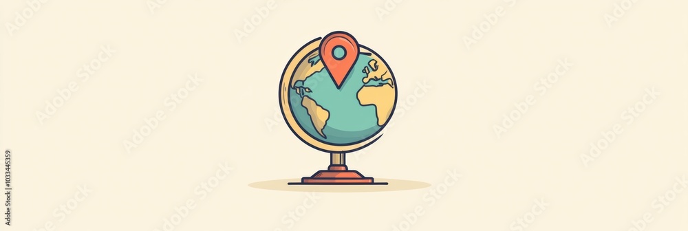 Leinwandbilder a simple globe showcases a distinct location pin, marking a travel destination and inviting explorat