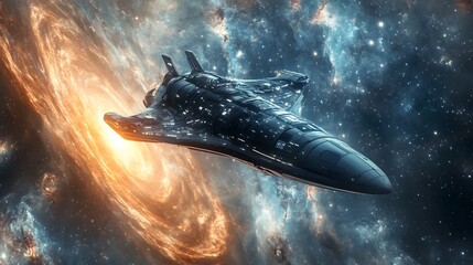 Fototapeta premium Futuristic Spaceship Soaring Through a Cosmic Nebula