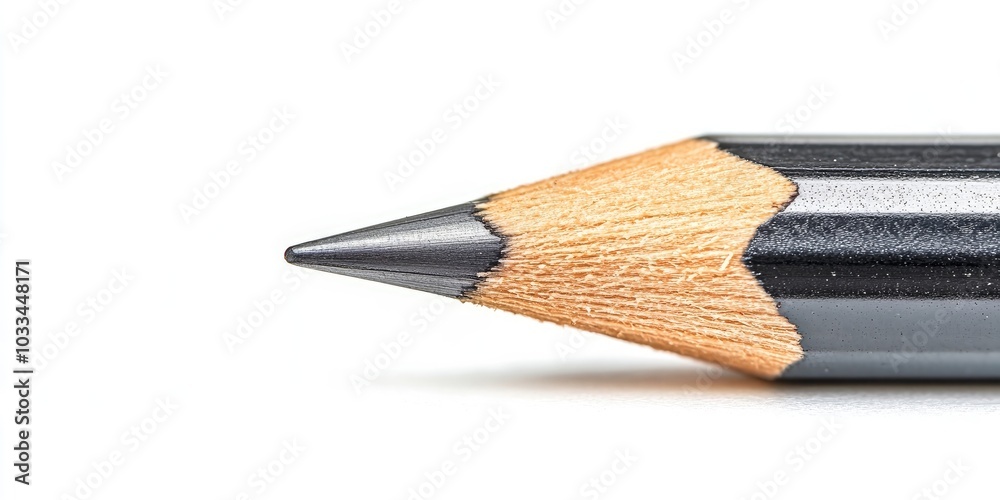 Aufkleber sharp black pencil tip in a close-up macro shot against a white background. there is dropped copyspa