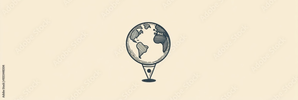 Fototapete A globe illustration showcases a location pin, emphasizing a particular destination in a clean and minimalist style. Generative AI