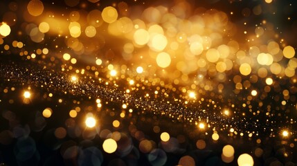 Golden light spots scene on black background