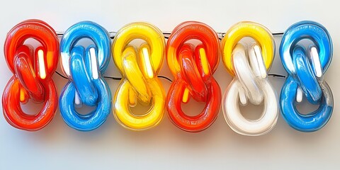 Fototapeta premium A row of colorful infinity symbols.