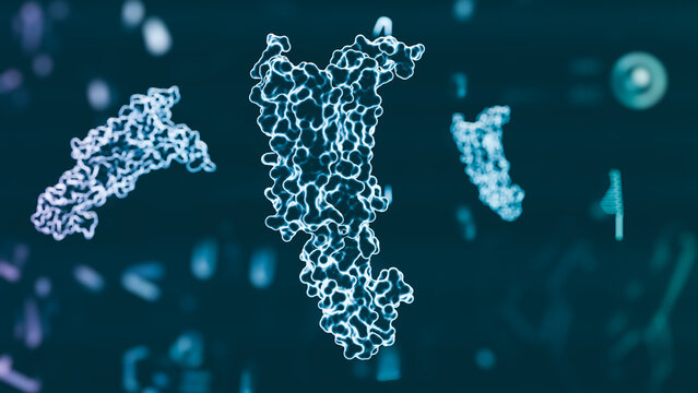 Glucagon-like peptide 1 (GLP1, 7-36) molecule The glucagon like peptide-1 receptor has a strong effect on the management of type 2 diabetes mellitus. 3d rendering