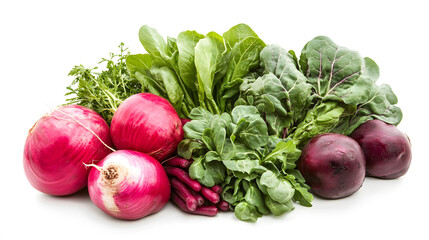 January Harvest of German Seasonal Vegetables on White Background, showcasing fresh produce, vibrant colors, and organic textures