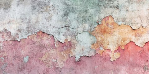 Obraz premium background, cracked wall with multiple layers of paint. fragments of peeling plaster from the wall. intriguing texture, overlay. Area for copy. Copyspace. Banner. Aged Grunge Abstract Background.
