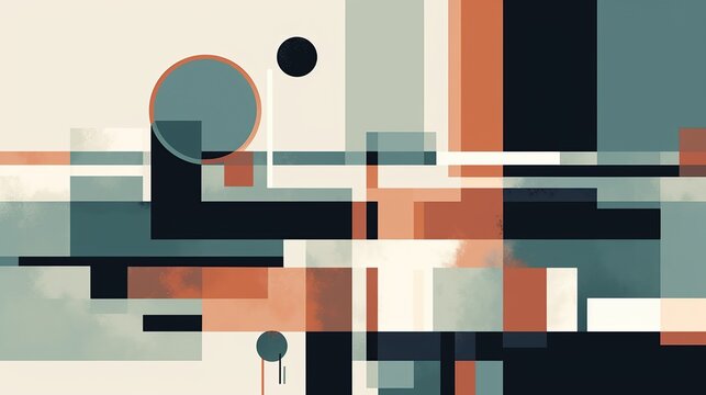 Modern abstract art. Watercolor illustration. Minimalist abstract artwork that explores the concept of balance and asymmetry