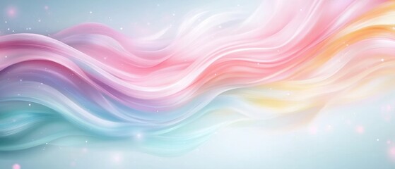 A vibrant abstract background with flowing pastel waves in pink, blue, and yellow, creating a serene and dreamy atmosphere.
