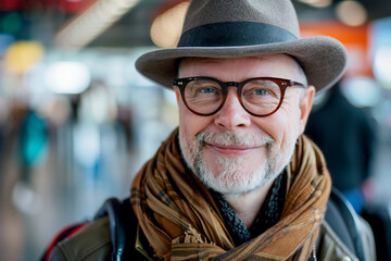 Planning traveling trip person with baggage at airport bus train station, Generative AI photo